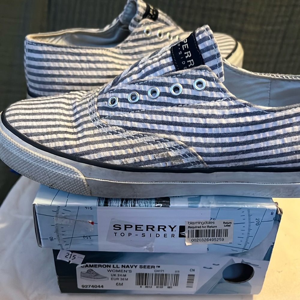 Striped Sperry Boat shoes size 6